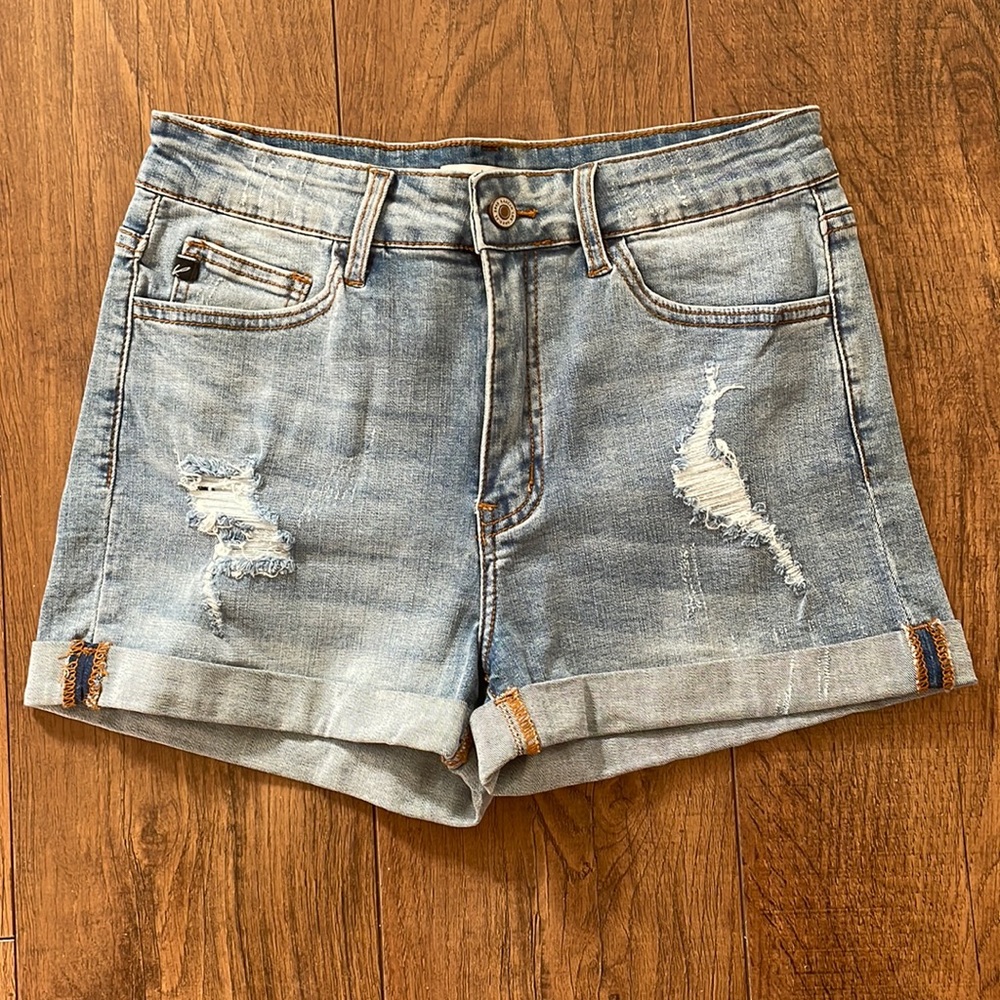 KanCan Rolled Hem Distressed Jean Shorts 28